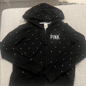 PINK Victoria's Secret Studded Black Zip Up